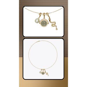 TORY BURCH Snake Pendant Rotating Disc Charm Necklace